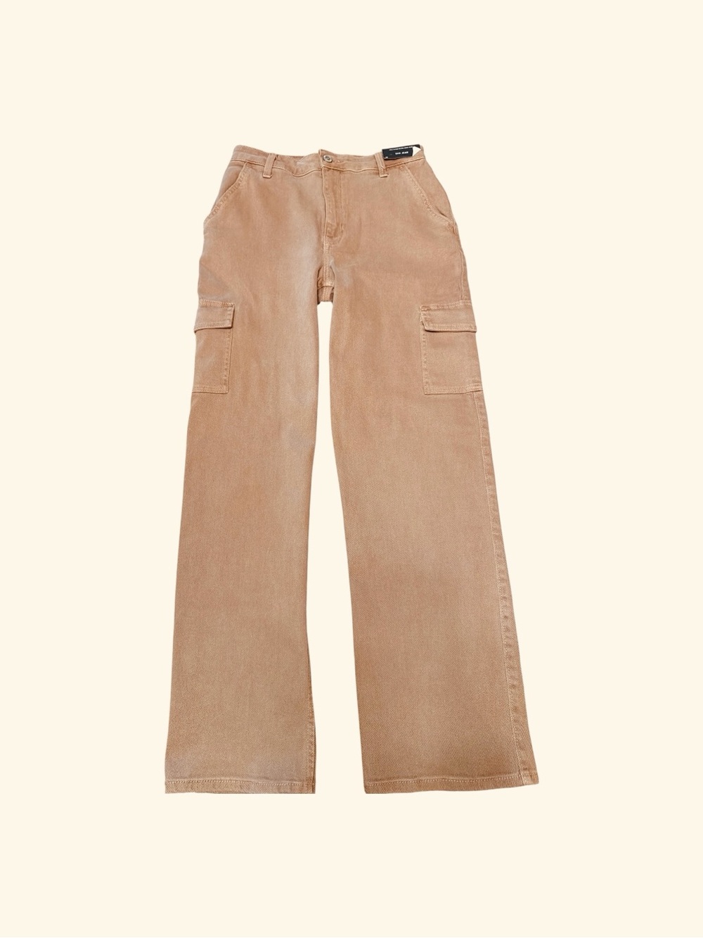 NWT Hollister Ultra High Rise Dad Cargo Jeans Womens 4R W27 Tan Wide Leg